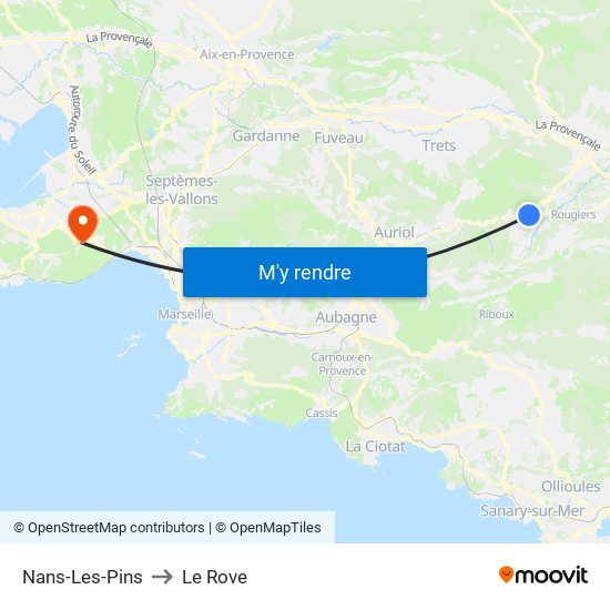 Nans-Les-Pins to Le Rove map