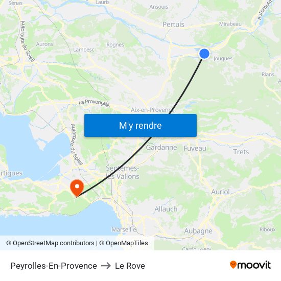 Peyrolles-En-Provence to Le Rove map