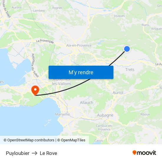 Puyloubier to Le Rove map