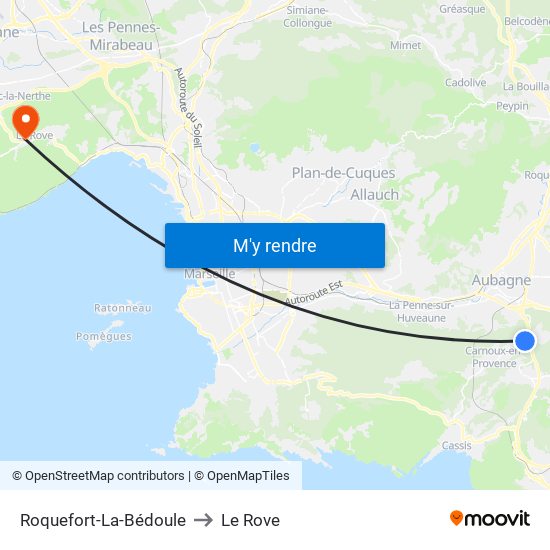 Roquefort-La-Bédoule to Le Rove map