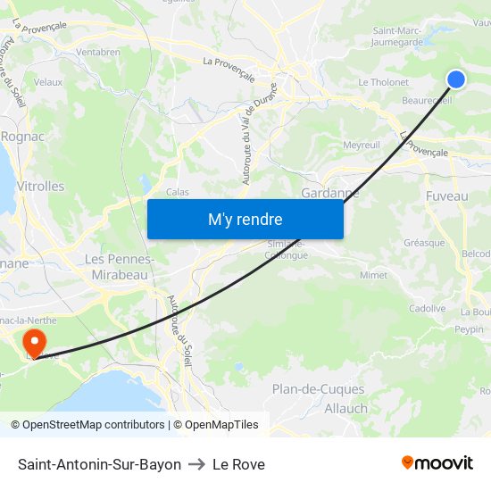 Saint-Antonin-Sur-Bayon to Le Rove map