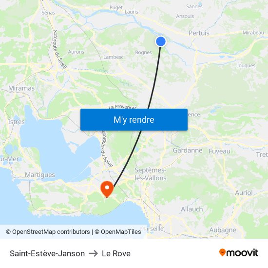 Saint-Estève-Janson to Le Rove map