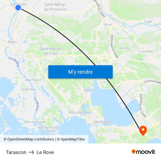 Tarascon to Le Rove map