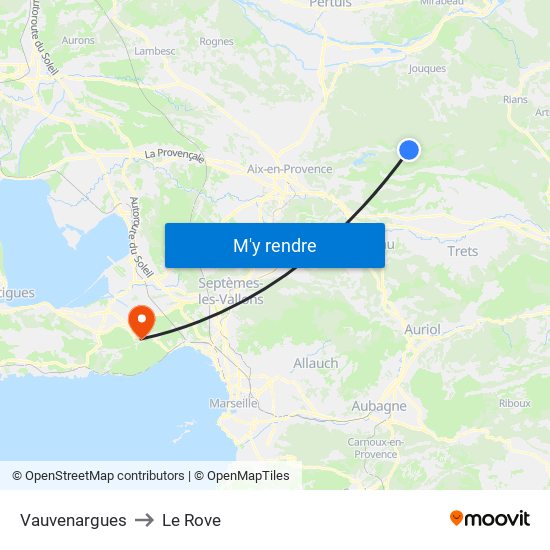 Vauvenargues to Le Rove map