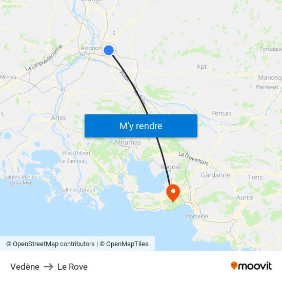 Vedène to Le Rove map