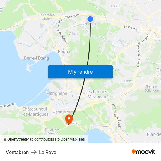 Ventabren to Le Rove map
