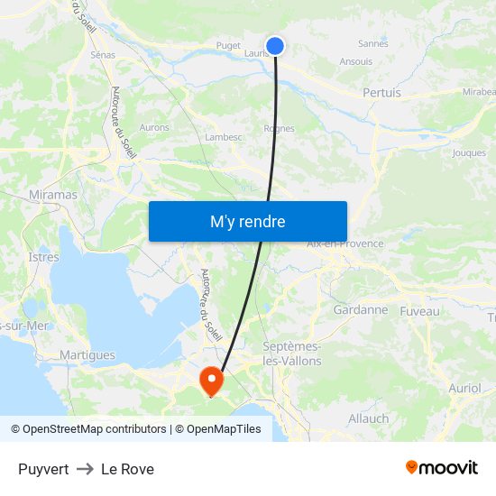 Puyvert to Le Rove map