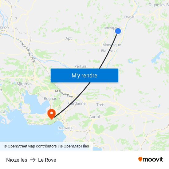 Niozelles to Le Rove map