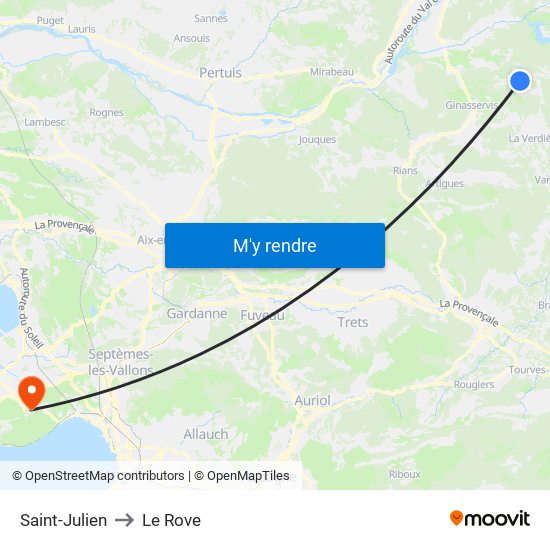 Saint-Julien to Le Rove map