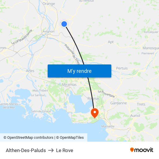 Althen-Des-Paluds to Le Rove map