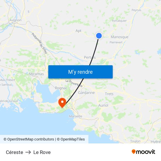 Céreste to Le Rove map