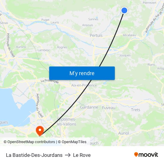 La Bastide-Des-Jourdans to Le Rove map