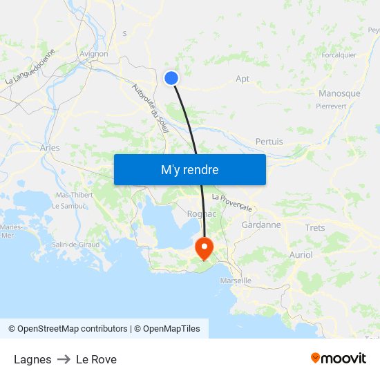 Lagnes to Le Rove map
