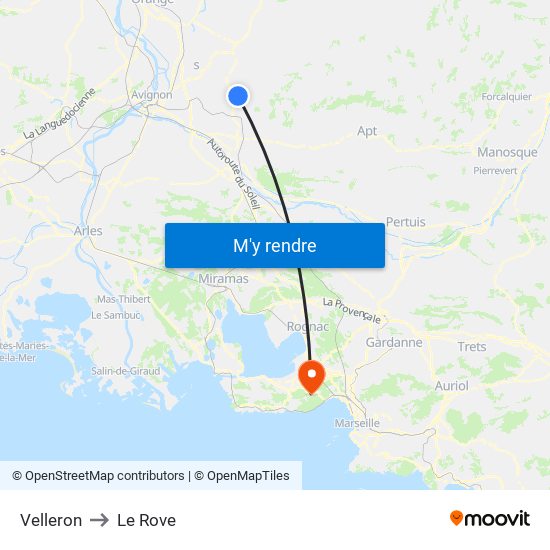 Velleron to Le Rove map
