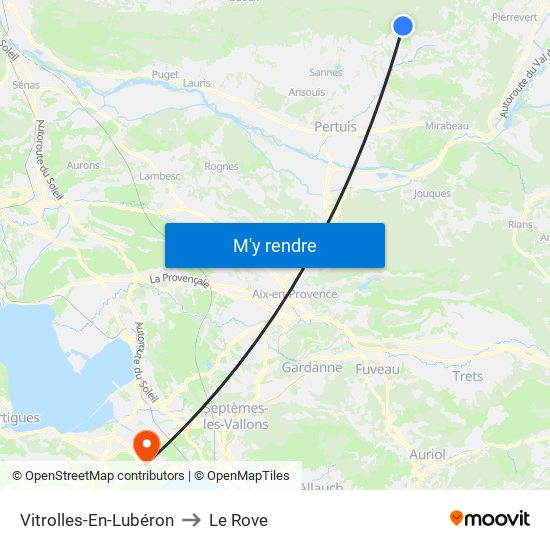 Vitrolles-En-Lubéron to Le Rove map