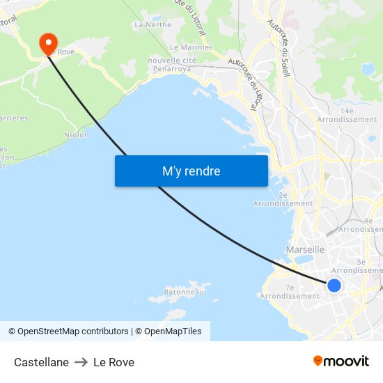 Castellane to Le Rove map