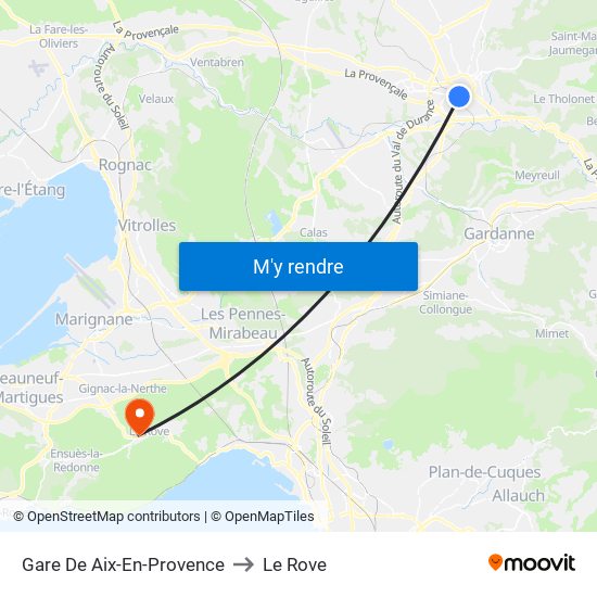 Gare De Aix-En-Provence to Le Rove map