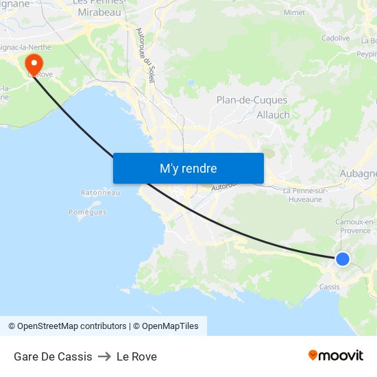 Gare De Cassis to Le Rove map