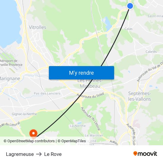 Lagremeuse to Le Rove map