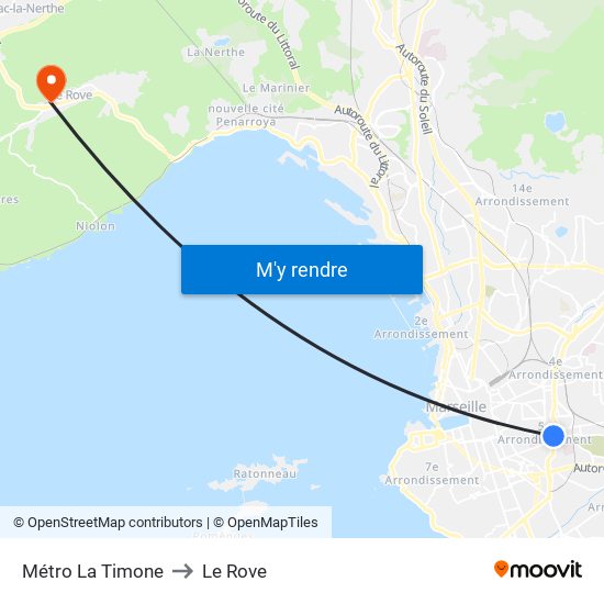 Métro La Timone to Le Rove map
