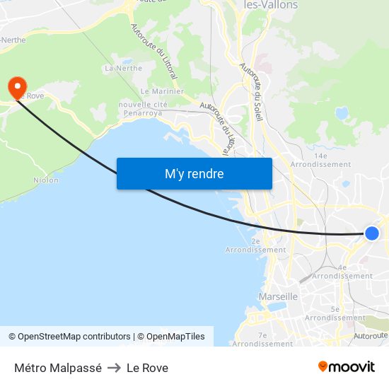 Métro Malpassé to Le Rove map