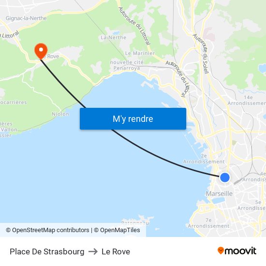 Place De Strasbourg to Le Rove map