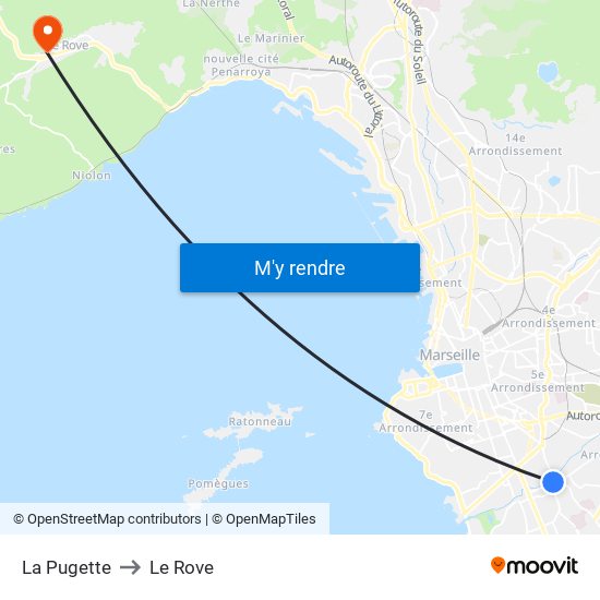La Pugette to Le Rove map