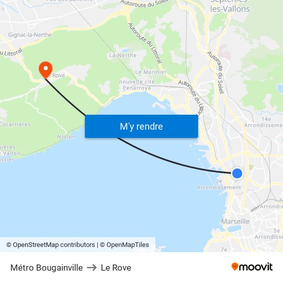 Métro Bougainville to Le Rove map