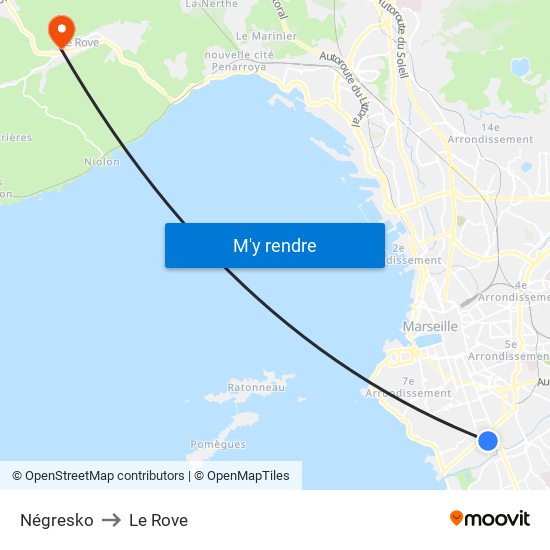 Négresko to Le Rove map