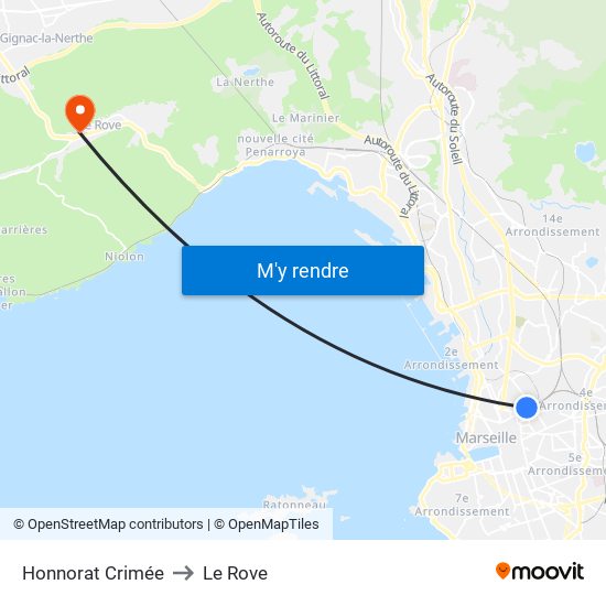 Honnorat Crimée to Le Rove map