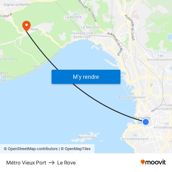 Métro Vieux Port to Le Rove map