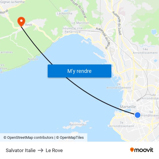 Salvator Italie to Le Rove map
