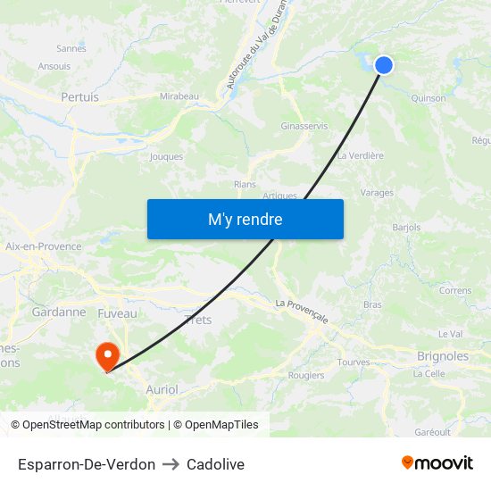 Esparron-De-Verdon to Cadolive map