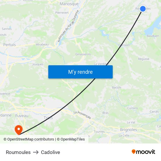 Roumoules to Cadolive map