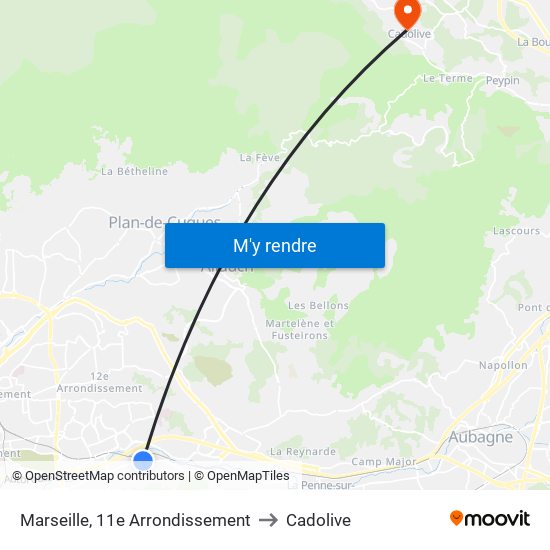 Marseille, 11e Arrondissement to Cadolive map