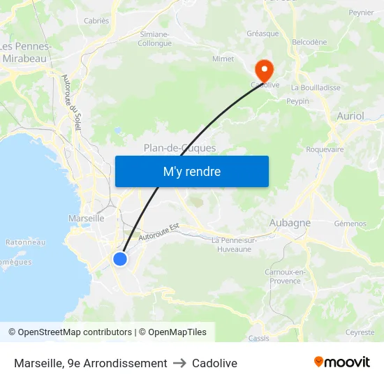 Marseille, 9e Arrondissement to Cadolive map