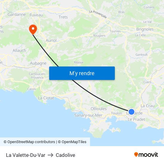 La Valette-Du-Var to Cadolive map