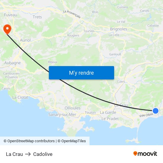 La Crau to Cadolive map