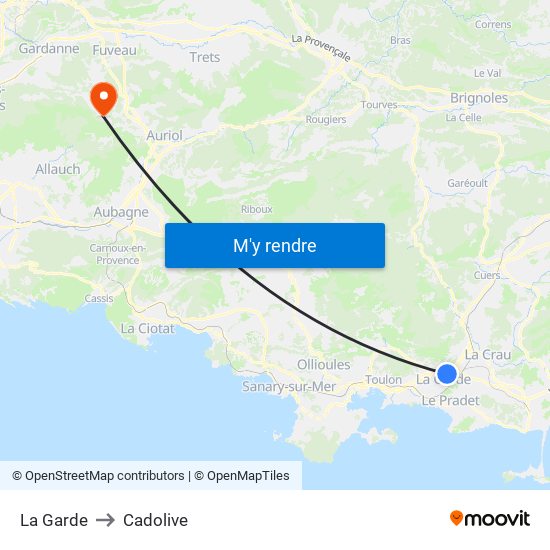 La Garde to Cadolive map