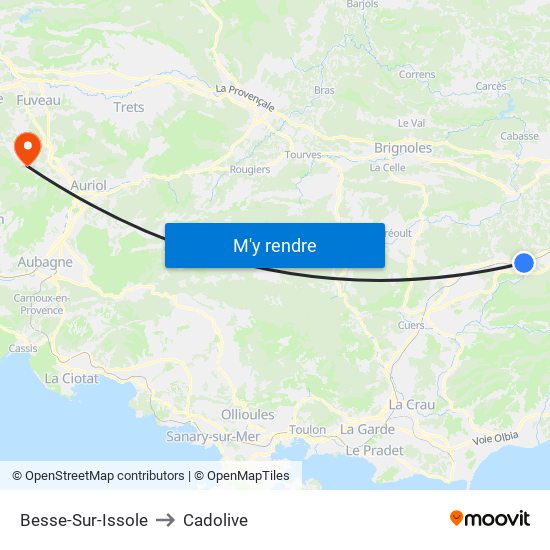 Besse-Sur-Issole to Cadolive map