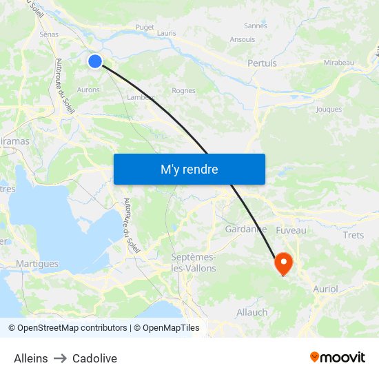 Alleins to Cadolive map