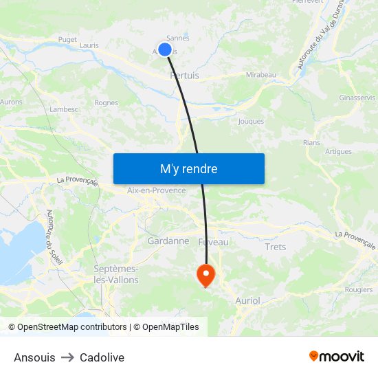 Ansouis to Cadolive map