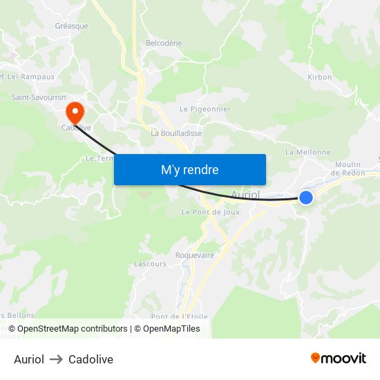 Auriol to Cadolive map