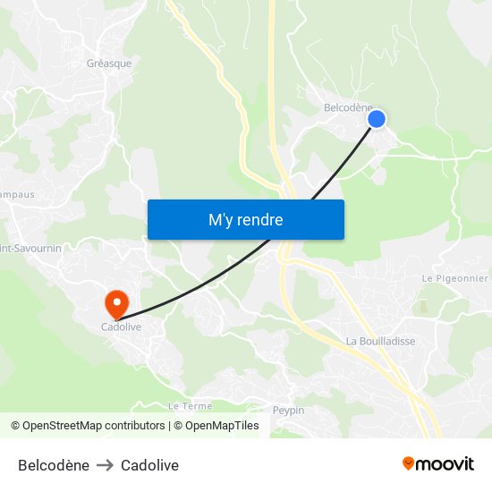 Belcodène to Cadolive map