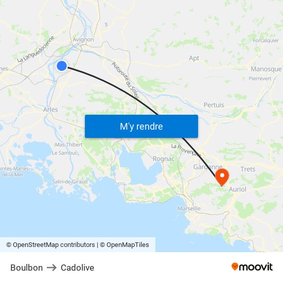 Boulbon to Cadolive map