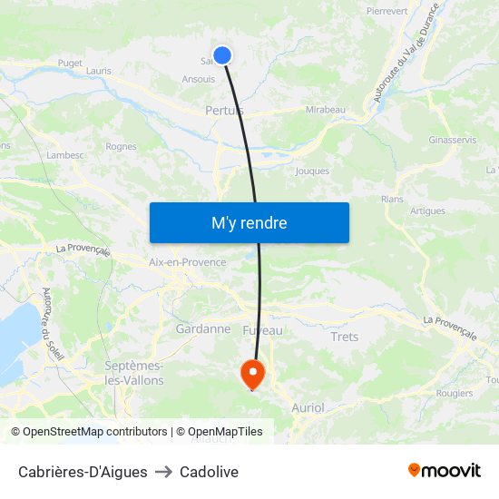 Cabrières-D'Aigues to Cadolive map