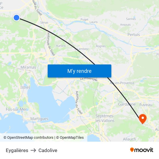 Eygalières to Cadolive map