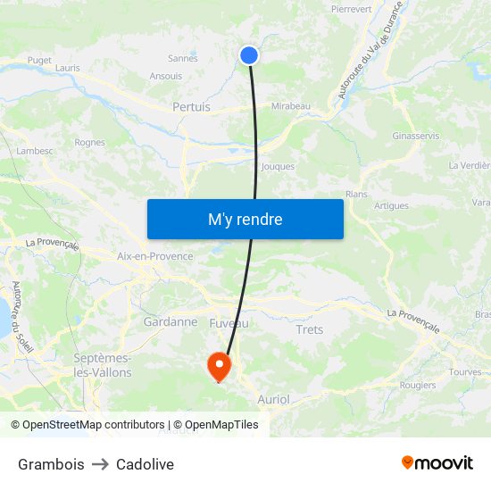 Grambois to Cadolive map