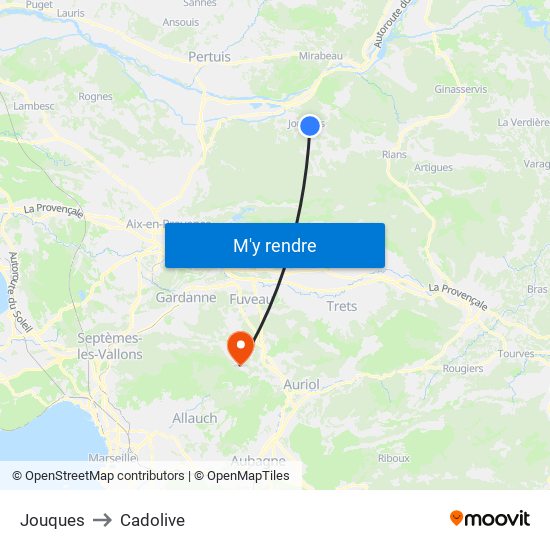 Jouques to Cadolive map