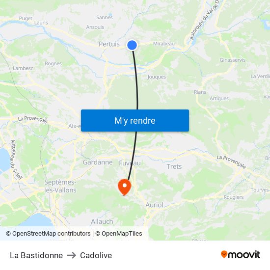 La Bastidonne to Cadolive map